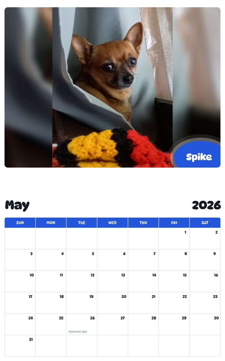 2026 - 2027 Spike - Pawidols Pet Calendar