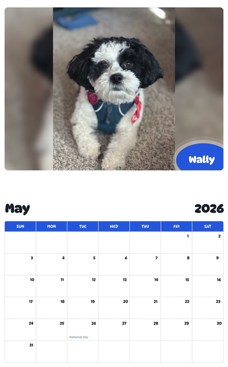 2026 - 2027 Wally - Pawidols Pet Calendar