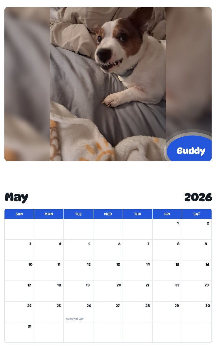 2026 - 2027 Buddy - Pawidols Pet Calendar