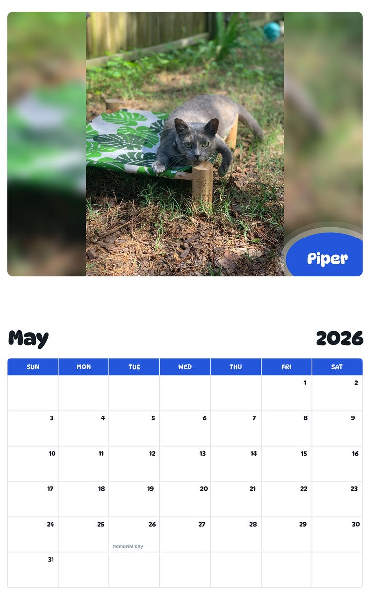 2026 - 2027 Piper - Pawidols Pet Calendar