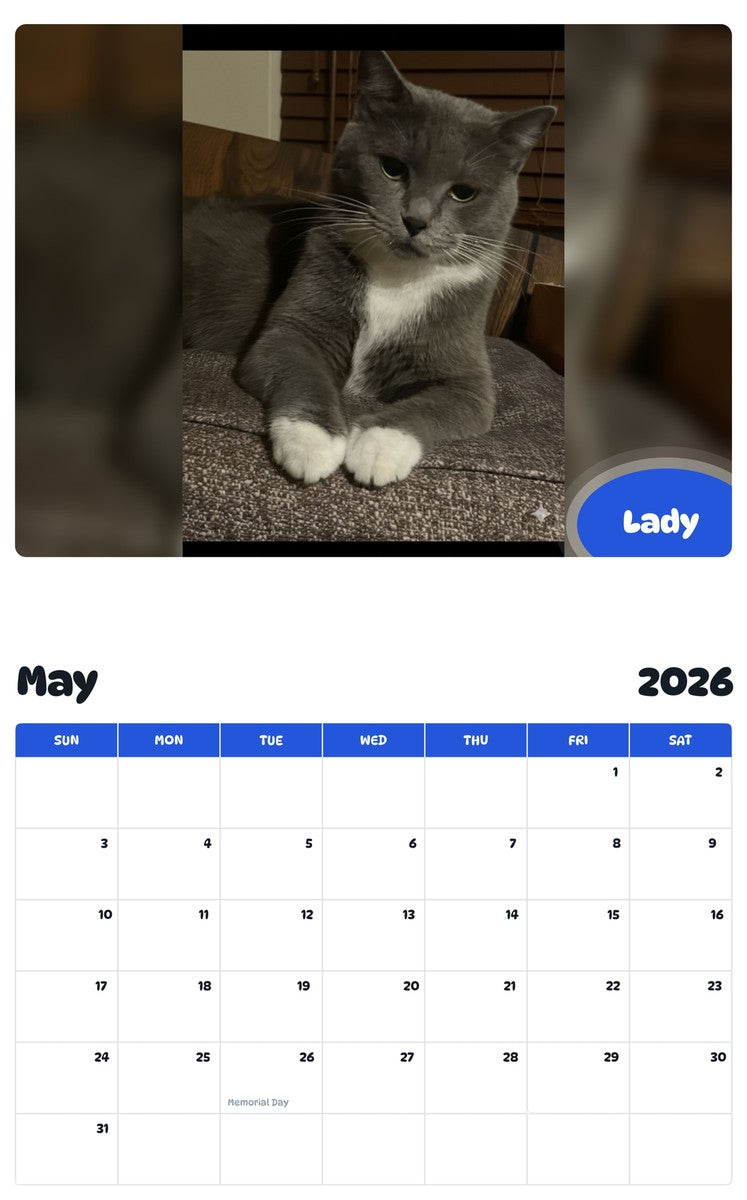 2026 - 2027 Lady - Pawidols Pet Calendar