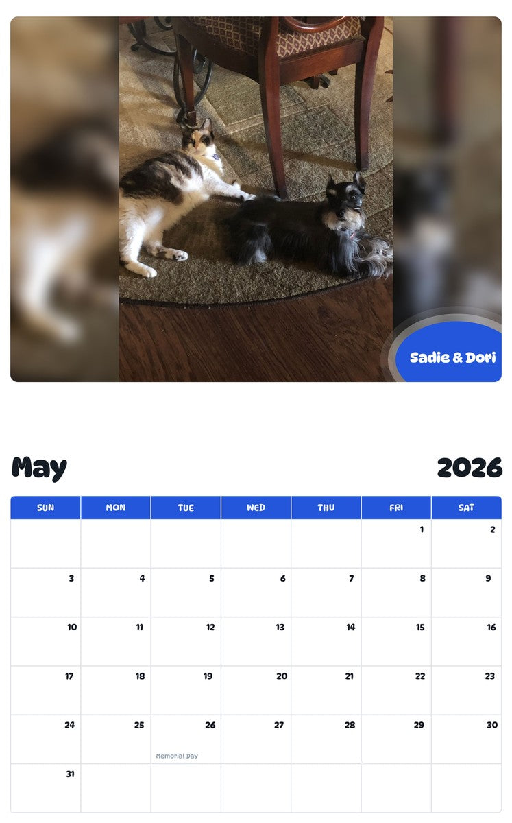 2026 - 2027 Sadie & Dori - Pawidols Pet Calendar