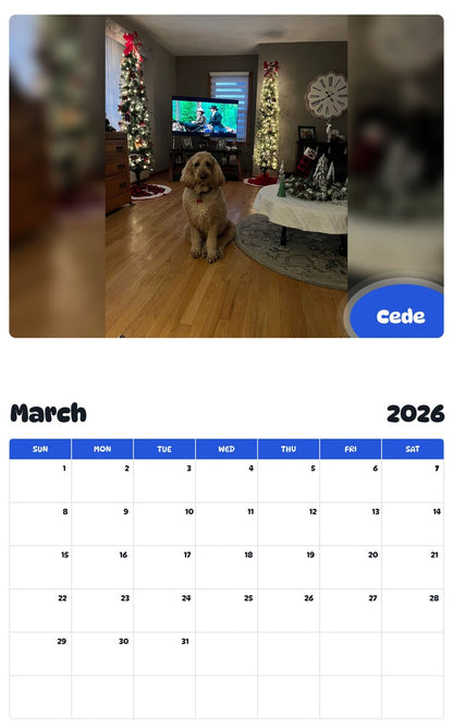 November 2025 - October 2026 Cede - Pawidols Pet Calendar