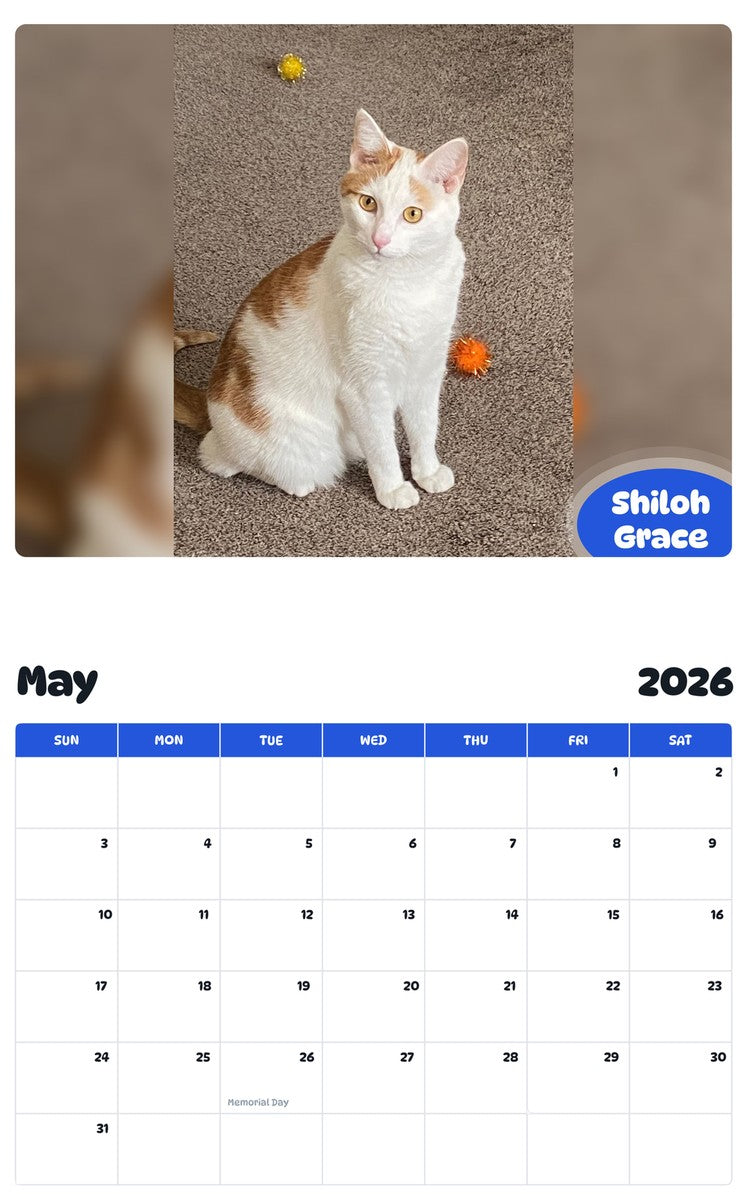2026 - 2027 Shiloh Grace - Pawidols Pet Calendar