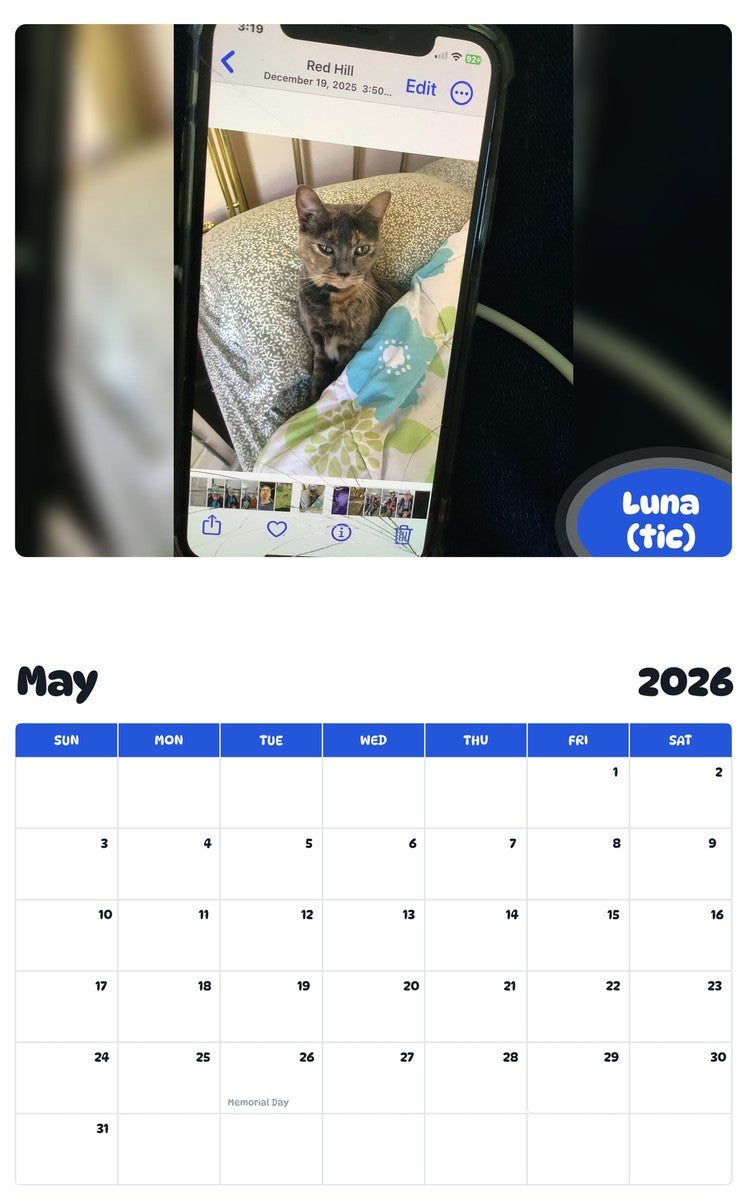 2026 - 2027 Luna (tic) - Pawidols Pet Calendar