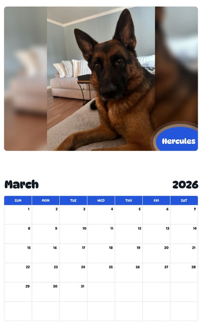 November 2025 - October 2026 Hercules - Pawidols Pet Calendar