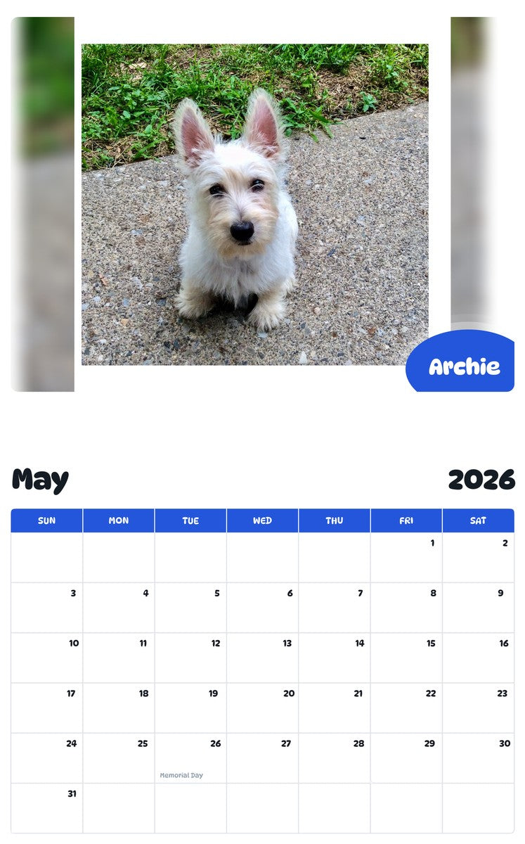 2026 - 2027 Archie - Pawidols Pet Calendar