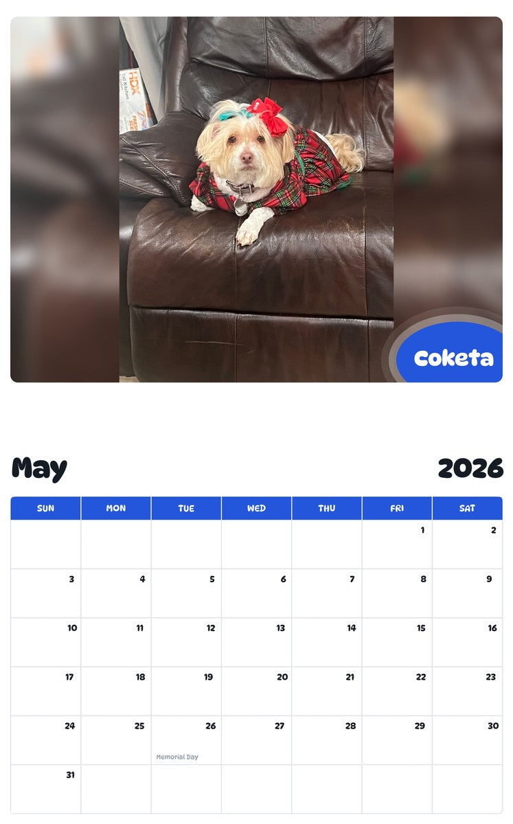 2026 - 2027 Coketa - Pawidols Pet Calendar