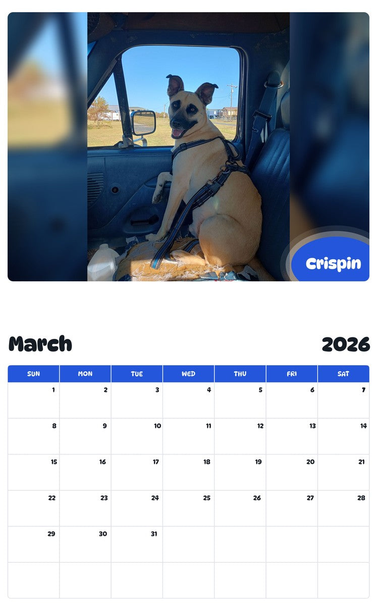 November 2025 - October 2026 Crispin - Pawidols Pet Calendar
