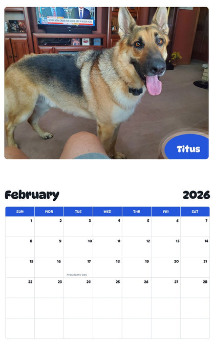 October 2025 - September 2026 Titus - Pawidols Pet Calendar