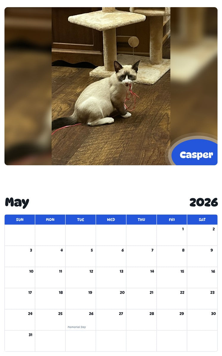 2026 - 2027 Casper - Pawidols Pet Calendar
