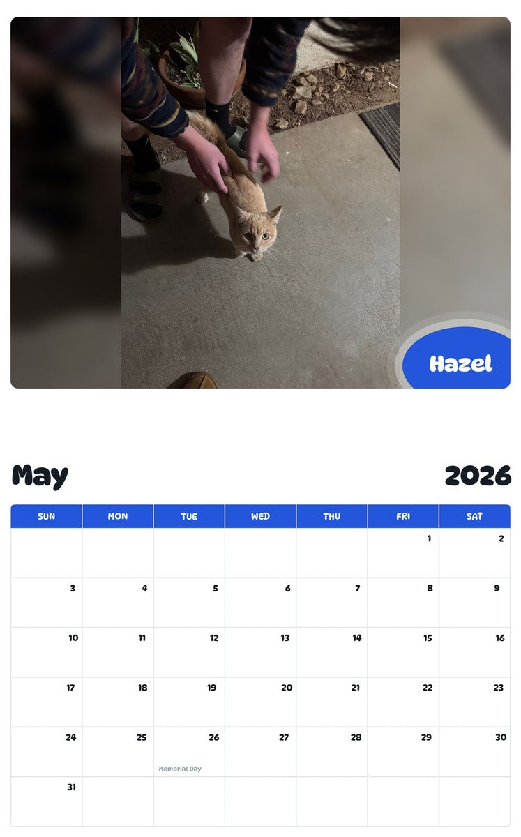 2026 - 2027 Hazel - Pawidols Pet Calendar