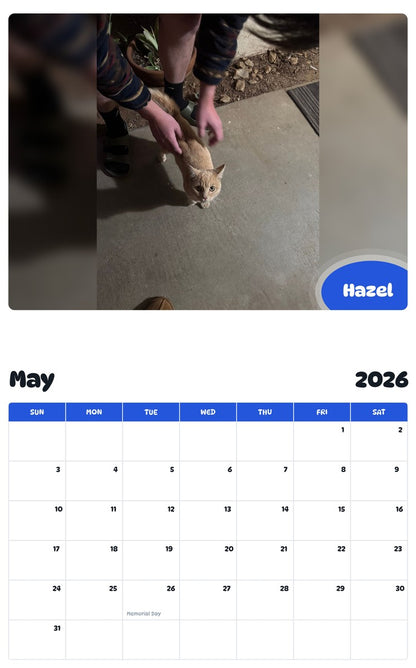 2026 - 2027 Hazel - Pawidols Pet Calendar