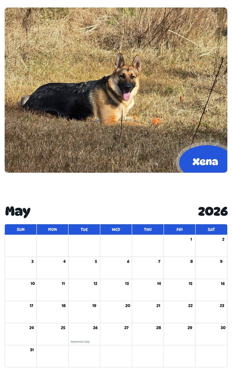 2026 - 2027 Xena - Pawidols Pet Calendar