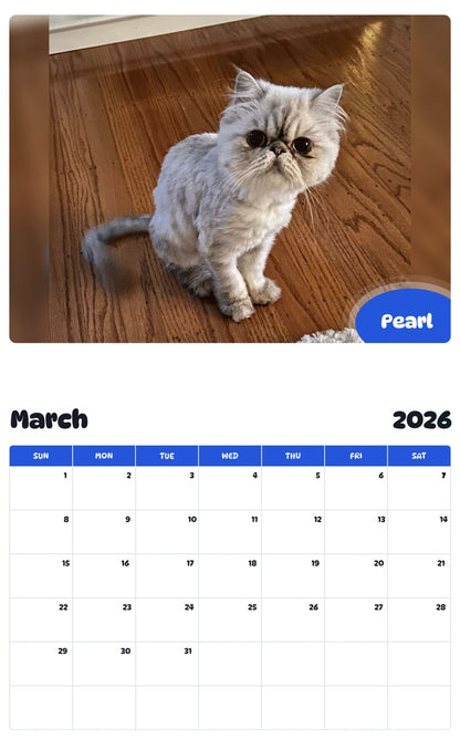 November 2025 - October 2026 Pearl - Pawidols Pet Calendar