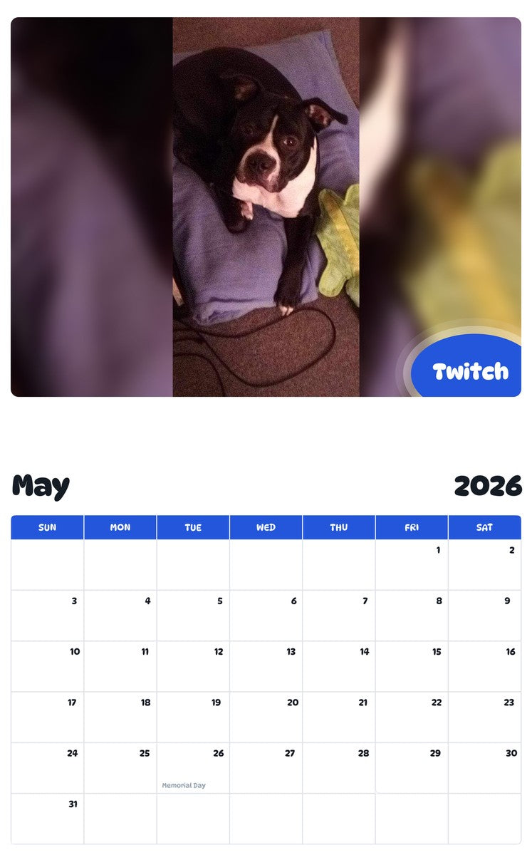 2026 - 2027 Twitch - Pawidols Pet Calendar