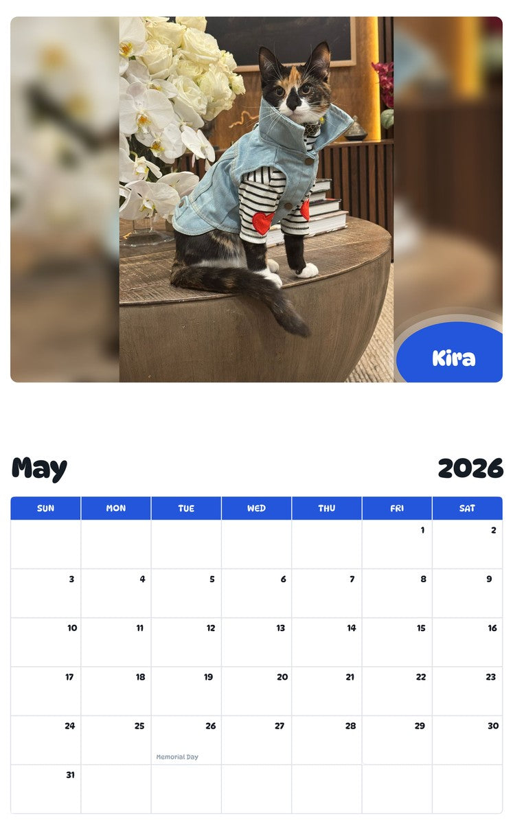 2026 - 2027 Kira - Pawidols Pet Calendar