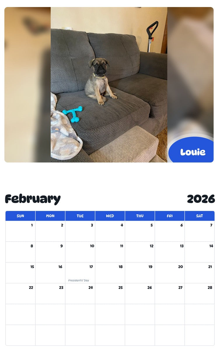 October 2025 - September 2026 Louie - Pawidols Pet Calendar