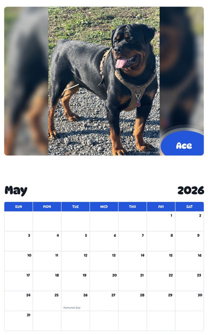2026 - 2027 Ace - Pawidols Pet Calendar