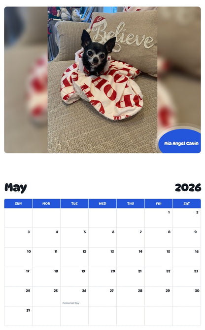 2026 - 2027 Mia Angel Cavin - Pawidols Pet Calendar