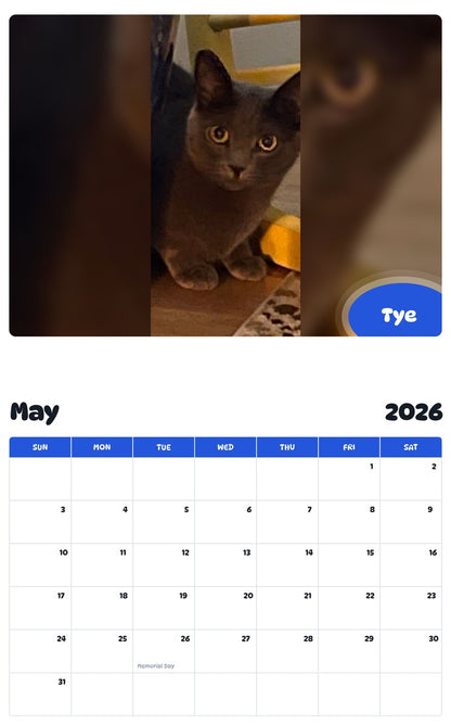 2026 - 2027 Tye - Pawidols Pet Calendar