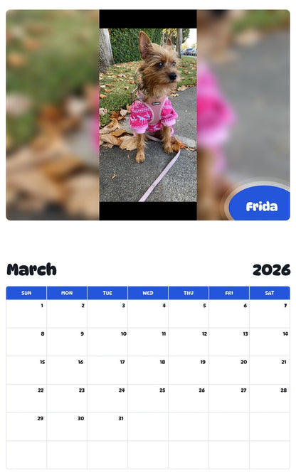 November 2025 - October 2026 Frida - Pawidols Pet Calendar