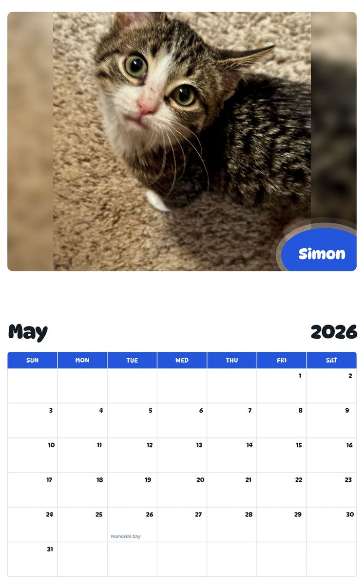 2026 - 2027 Simon - Pawidols Pet Calendar