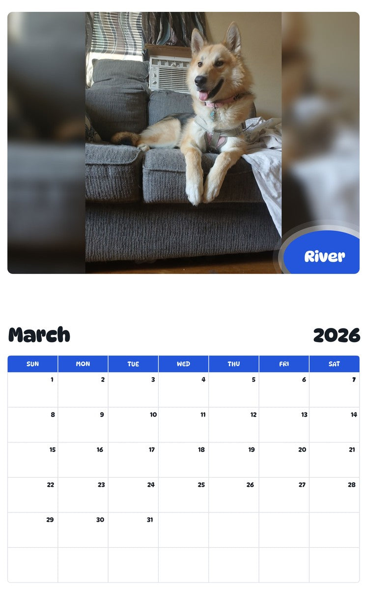 November 2025 - October 2026 River - Pawidols Pet Calendar