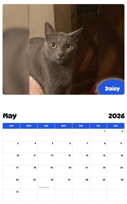 2026 - 2027 Daisy - Pawidols Pet Calendar