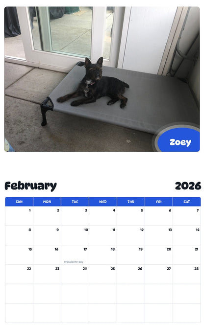 October 2025 - September 2026 Zoey - Pawidols Pet Calendar