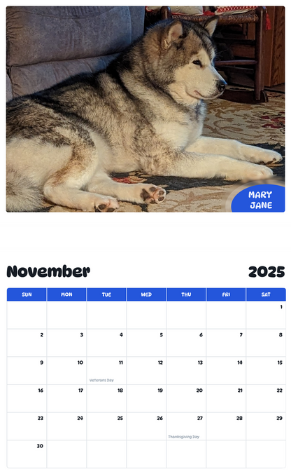 July 2025 - June 2026 Mary Jane - Pawidols Pet Calendar