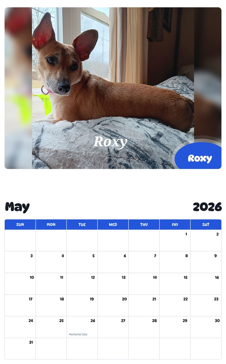 2026 - 2027 Roxy - Pawidols Pet Calendar