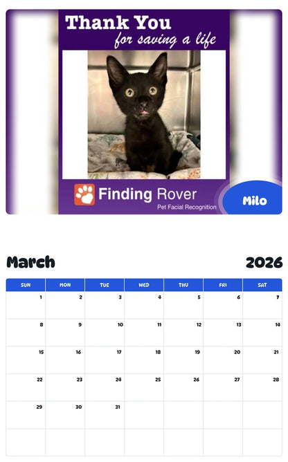 November 2025 - October 2026 Milo - Pawidols Pet Calendar