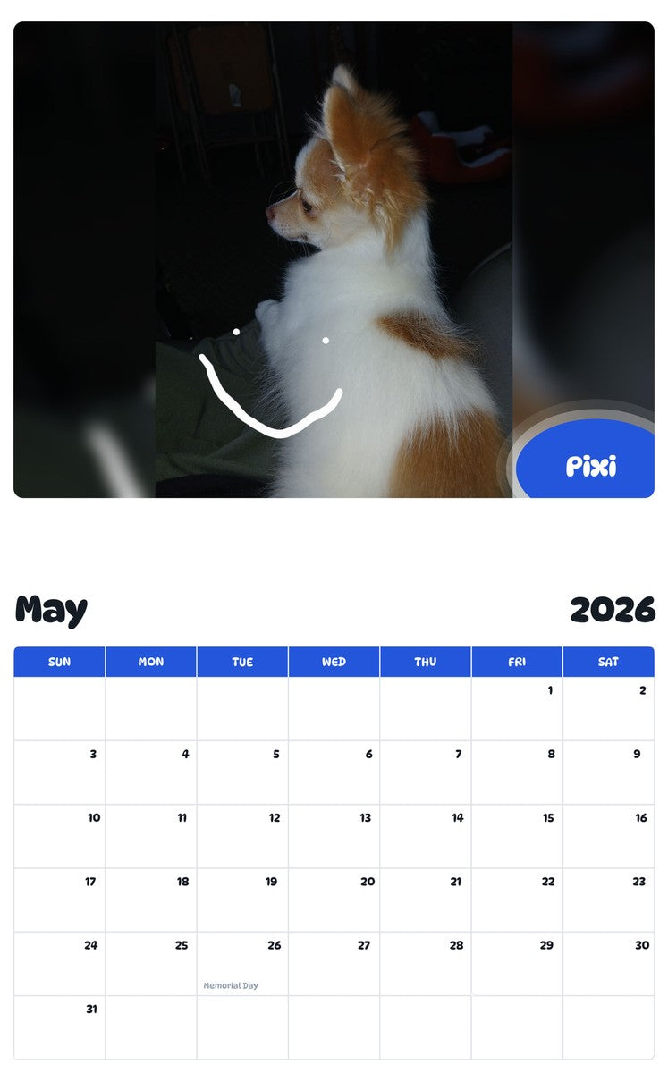 2026 - 2027 Pixi - Pawidols Pet Calendar