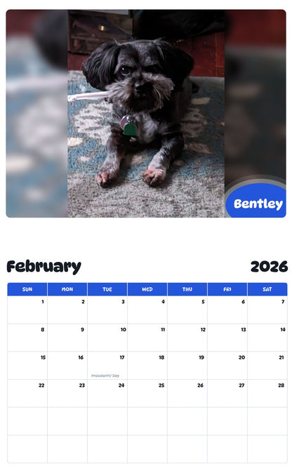 October 2025 - September 2026 Bentley - Pawidols Pet Calendar