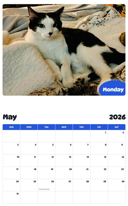 2026 - 2027 Monday - Pawidols Pet Calendar