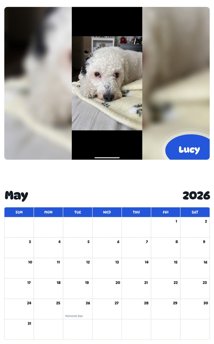 2026 - 2027 Lucy - Pawidols Pet Calendar