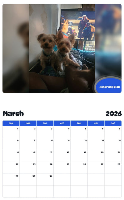 November 2025 - October 2026 Asher and Zion - Pawidols Pet Calendar