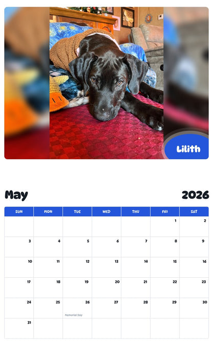 2026 - 2027 Lilith - Pawidols Pet Calendar