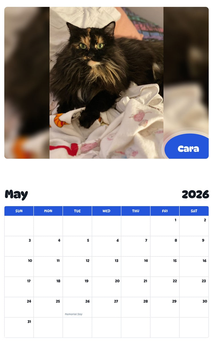 2026 - 2027 Cara - Pawidols Pet Calendar