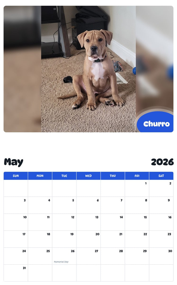 2026 - 2027 Churro - Pawidols Pet Calendar
