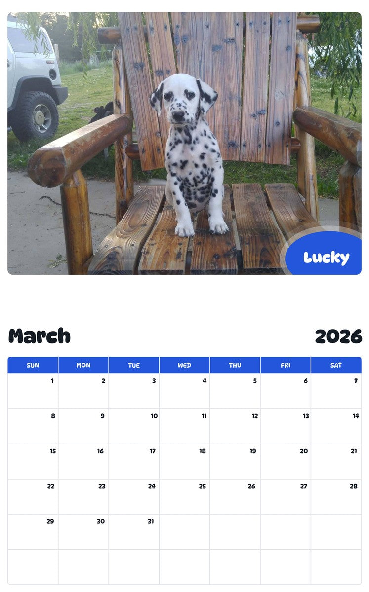 November 2025 - October 2026 Lucky - Pawidols Pet Calendar