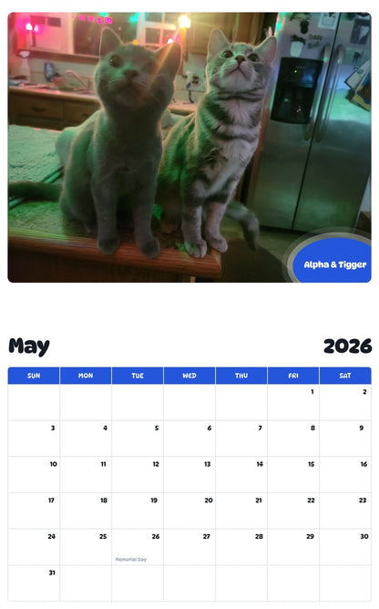 2026 - 2027 Alpha & Tigger - Pawidols Pet Calendar