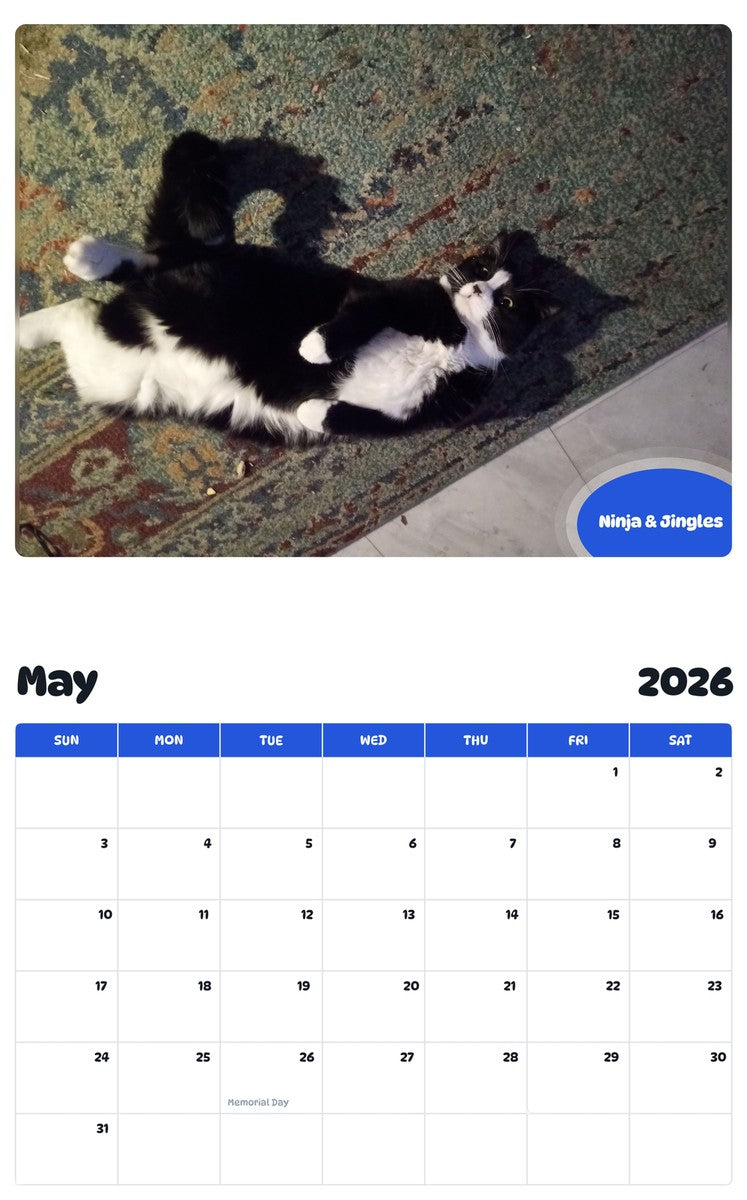 2026 - 2027 Ninja & Jingles - Pawidols Pet Calendar