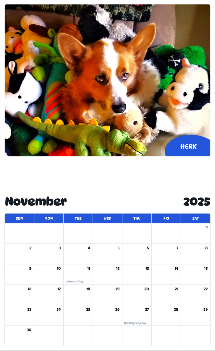July 2025 - June 2026 Herk - Pawidols Pet Calendar