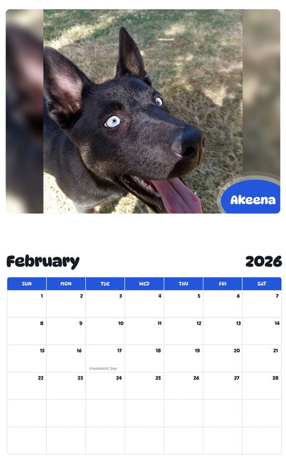 October 2025 - September 2026 Akeena - Pawidols Pet Calendar