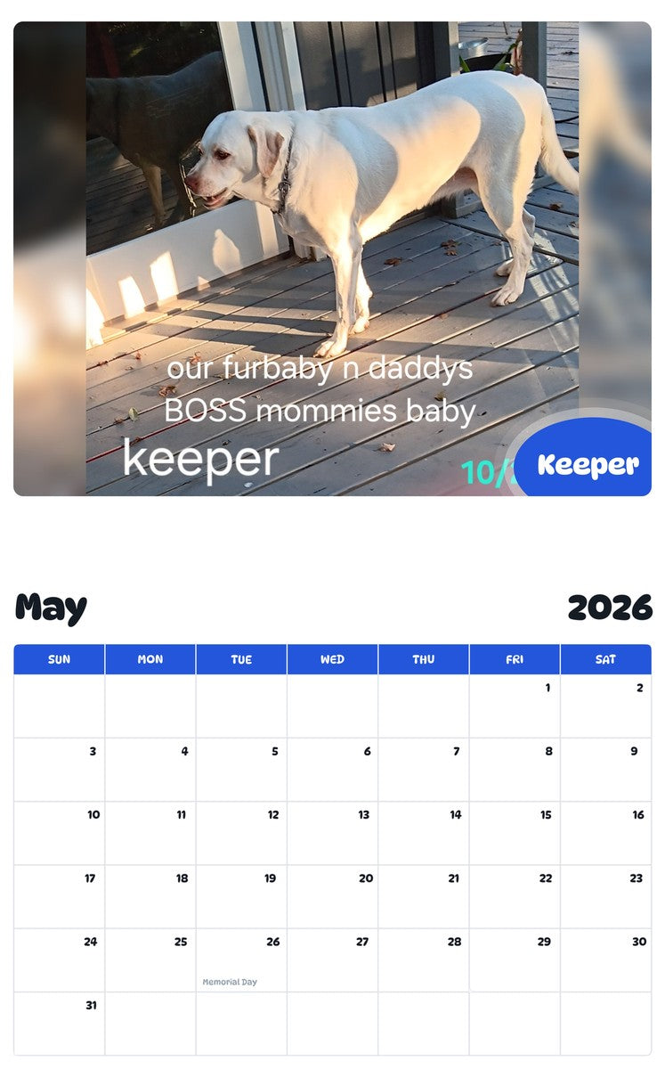 2026 - 2027 Keeper - Pawidols Pet Calendar