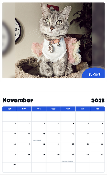 July 2025 - June 2026 Fuxwit - Pawidols Pet Calendar