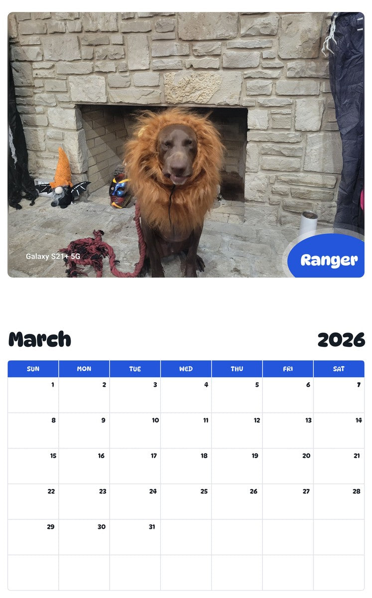 November 2025 - October 2026 Ranger - Pawidols Pet Calendar