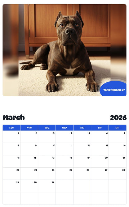 November 2025 - October 2026 Tank Williams Jr - Pawidols Pet Calendar